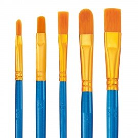 Кисти набор 10 шт., синтетика, синие, № 2/0-8, (Круглые; Овальные; Плоские; Лайнеры),WBZ, 201085