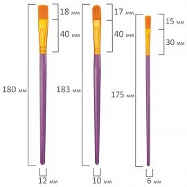 Кисти набор 10 шт., синтетика, фиолетовые, № 2/0-8, (Круглые; Овальные; Плоские; Лайнеры),WBZ, 201086