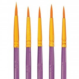 Кисти набор 10 шт., синтетика, фиолетовые, № 2/0-8, (Круглые; Овальные; Плоские; Лайнеры),WBZ, 201086