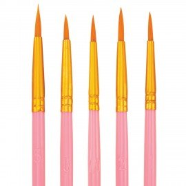 Кисти набор 10 шт., синтетика, розовые, № 2/0-8, (Круглые; Овальные; Плоские; Лайнеры),WBZ, 201088