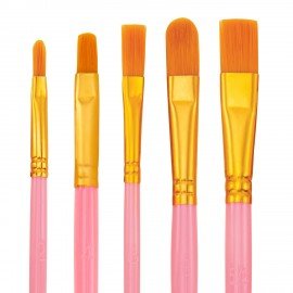 Кисти набор 10 шт., синтетика, розовые, № 2/0-8, (Круглые; Овальные; Плоские; Лайнеры),WBZ, 201088