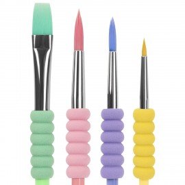 Кисти c EVA вставкой НАБОР 4шт (синтетика круглые 3,5,7; плоская 12), блистер, BRAUBERG KIDS, 201094