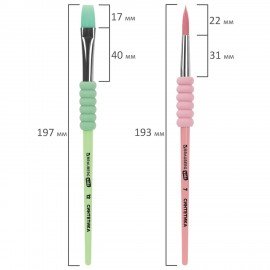 Кисти c EVA вставкой НАБОР 4шт (синтетика круглые 3,5,7; плоская 12), блистер, BRAUBERG KIDS, 201094