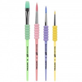 Кисти c EVA вставкой НАБОР 4шт (синтетика круглые 3,5,7; плоская 12), блистер, BRAUBERG KIDS, 201094