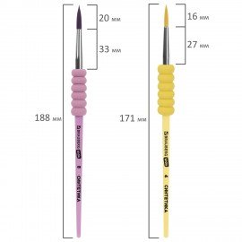 Кисти c EVA вставкой НАБОР 4шт. (синтетика круглые 4,8,12; плоская №10),блистер BRAUBERG KIDS, 201095