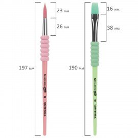 Кисти c EVA вставкой НАБОР 4шт. (синтетика круглые 4,8,12; плоская №10),блистер BRAUBERG KIDS, 201095