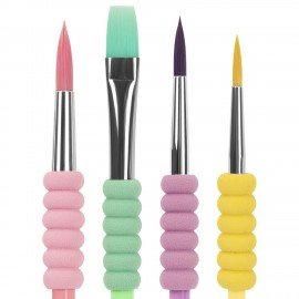 Кисти c EVA вставкой НАБОР 4шт. (синтетика круглые 4,8,12; плоская №10),блистер BRAUBERG KIDS, 201095