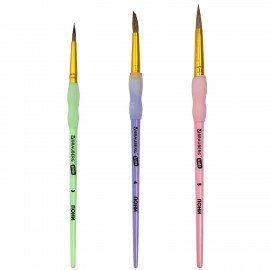 Кисти c силиконовой вставкой ПОНИ набор 3шт. (круглые № 3, 4, 5), блистер, BRAUBERG KIDS, 201096