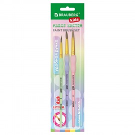 Кисти c силиконовой вставкой ПОНИ набор 3шт. (круглые № 3, 4, 5), блистер, BRAUBERG KIDS, 201096