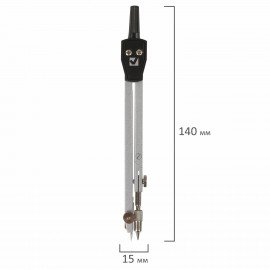 Готовальня BRAUBERG "Architect", 2 предмета: циркуль 140 мм со сгибаемой ножкой, точилка, пенал с подвесом, 210322