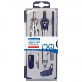 Готовальня BRAUBERG "Student Oxford", 7 предметов: наполнение-1, пенал с подвесом, 210347