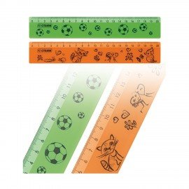 Линейка пластиковая 20 см, "Neon", широкая, с рисунками, ассорти, ЛН102