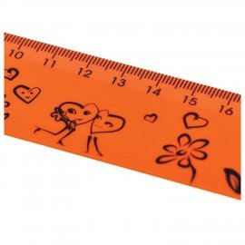 Линейка пластиковая 20 см, "Neon", широкая, с рисунками, ассорти, ЛН102