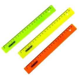 Линейка пластиковая 20 см, ПИФАГОР, неоновая, ассорти, 210604