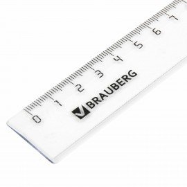 Линейка пластиковая 20 см, BRAUBERG, прозрачная, тонированная, 210606