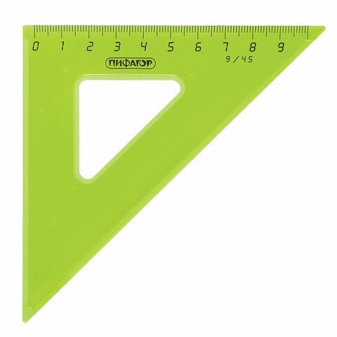 Набор чертежный средний ПИФАГОР (линейка 20 см, 2 треугольника, транспортир), прозрачный, неоновый, пакет, 210626