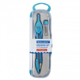 Готовальня BRAUBERG "Modern", 2 предмета: циркуль 135 мм, грифель, пенал с подвесом, 210662