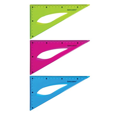 Треугольник 30х18 см гибкий BRAUBERG "FLEX", пластиковый, ассорти, европодвес, 210677