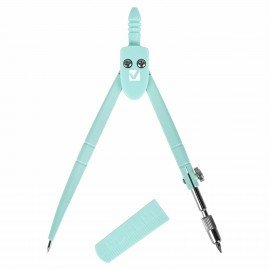 Циркуль BRAUBERG GEOMETRY, 120 мм, пастельно-бирюзовый цвет, защитный колпачок, пластиковый пенал, 210697