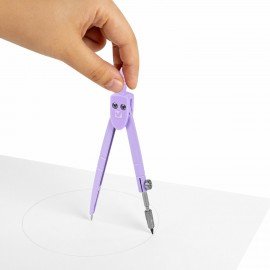 Циркуль BRAUBERG GEOMETRY, 120 мм, пастельно-фиолетовый цвет, защитный колпачок, пластиковый пенал, 210698