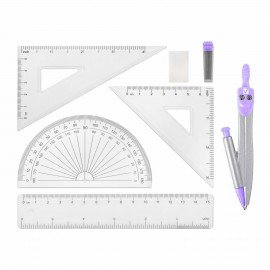 Готовальня BRAUBERG SCHOOL KIT, 9 предметов, циркуль 125 мм, чертежные принадлежности, лавандовый цвет, 210713
