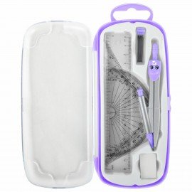 Готовальня BRAUBERG SCHOOL KIT, 9 предметов, циркуль 125 мм, чертежные принадлежности, лавандовый цвет, 210713