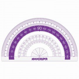 Набор чертежный малый ЮНЛАНДИЯ "ГЕОМЕТРИЯ" (линейка 15 см, 2 треугольника, транспортир), фиолетовая шкала, 210739