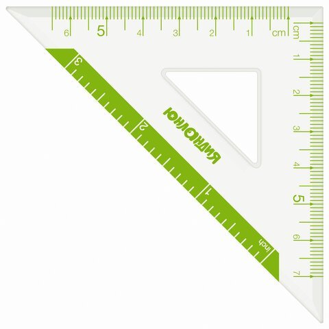 Набор чертежный ЮНЛАНДИЯ "ГЕОМЕТРИЯ" (линейка 18 см, 2 треугольника, транспортир), зеленая шкала, 210740