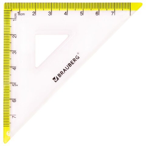 Набор чертежный малый BRAUBERG "FRESH ZONE" (линейка 15 см, 2 треугольника, транспортир), желтая шкала, 210762