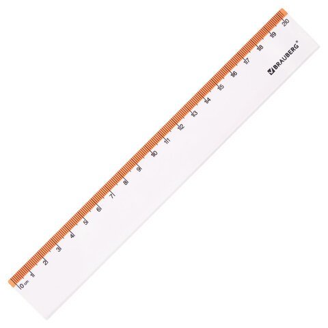 Набор чертежный средний BRAUBERG "FRESH ZONE" (линейка 20 см, 2 треугольника, транспортир), оранжевая шкала, 210763
