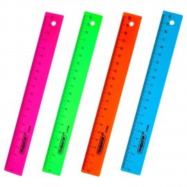 Линейка пластиковая 20 см, ПИФАГОР, непрозрачная, неоновая, ассорти, 210788