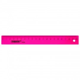 Линейка пластиковая 20 см, ПИФАГОР, непрозрачная, неоновая, ассорти, 210788
