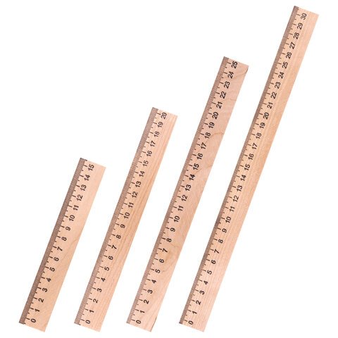 Набор деревянных линеек ПИФАГОР, 4 штуки: 15 см, 20 см, 25 см, 30 см, 210795
