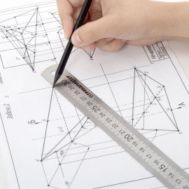 Линейка металлическая 30 см СУПЕРПРОЧНАЯ, ПВХ чехол, ГРАНДМАСТЕР, 210813
