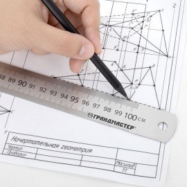 Линейка металлическая 100 см СУПЕРПРОЧНАЯ, ПВХ чехол, ГРАНДМАСТЕР, 210815