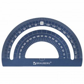 Набор чертежный металлический BRAUBERG (линейка 15 см, 2 треугольника, транспортир), 210816