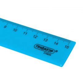 Линейка пластиковая 15 см ПИФАГОР, неоновая, ассорти, 210826