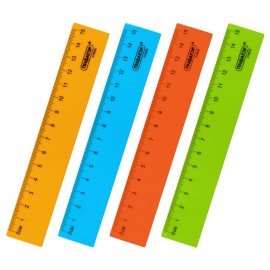 Линейка пластиковая 15 см ПИФАГОР, неоновая, ассорти, 210826
