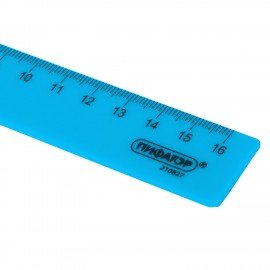 Линейка пластиковая 16 см ПИФАГОР, неоновая, ассорти, 210827