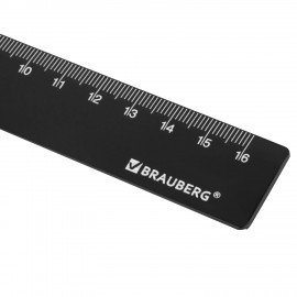 Линейка пластиковая 16 см BRAUBERG, черная, 210828