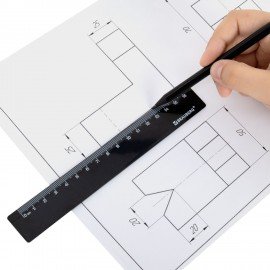 Линейка пластиковая 16 см BRAUBERG, черная, 210828