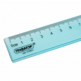 Линейка пластиковая 20 см, ПИФАГОР, прозрачная, тонированная, 210831