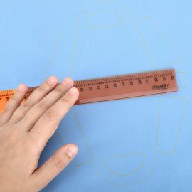 Линейка закройщика пластиковая 30 см ПИФАГОР, прозрачная, неоновая, шкала масштабная 1:4, 210836