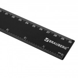 Линейка пластиковая 30 см BRAUBERG, черная, 210837
