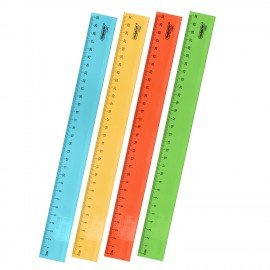 Линейка пластиковая 30 см ПИФАГОР, прозрачная, неоновая, ассорти, 210840