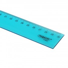Линейка пластиковая 30 см ПИФАГОР, прозрачная, неоновая, ассорти, 210840