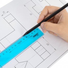 Линейка пластиковая 30 см ПИФАГОР, прозрачная, неоновая, ассорти, 210840