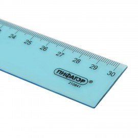 Линейка пластик 30 см ПИФАГОР, прозрачная, тонированная, 210841
