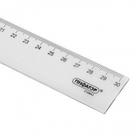 Линейка пластиковая 30 см ПИФАГОР, прозрачная, бесцветная, 210842
