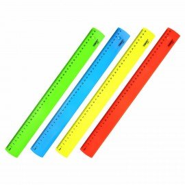 Линейка пластик 40 см ПИФАГОР, непрозрачная, неоновая, ассорти, 210844